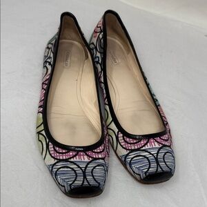 Coach Portia Canvas Slip on Ballet Flats Y2K designer Quiet Luxury Leather lined